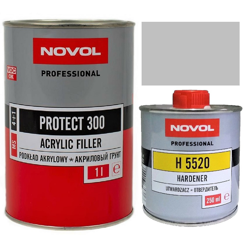 Акриловий ґрунт сірий Novol Protect 300 MS 4:1 Grey 1,0+0,25л