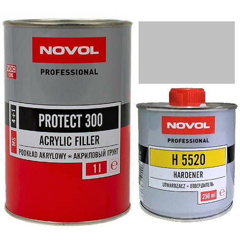 Акриловий ґрунт сірий Novol Protect 300 MS 4:1 Grey 1,0+0,25л, фото 1