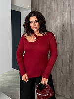 Лонгслів батал в рубчик з вирізом на плечі жіночий облягаючий