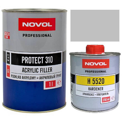 Акриловий ґрунт-наповнювач сірий Novol Protect 310 HS 4:1 Grey 1,0+0,25л, фото 1