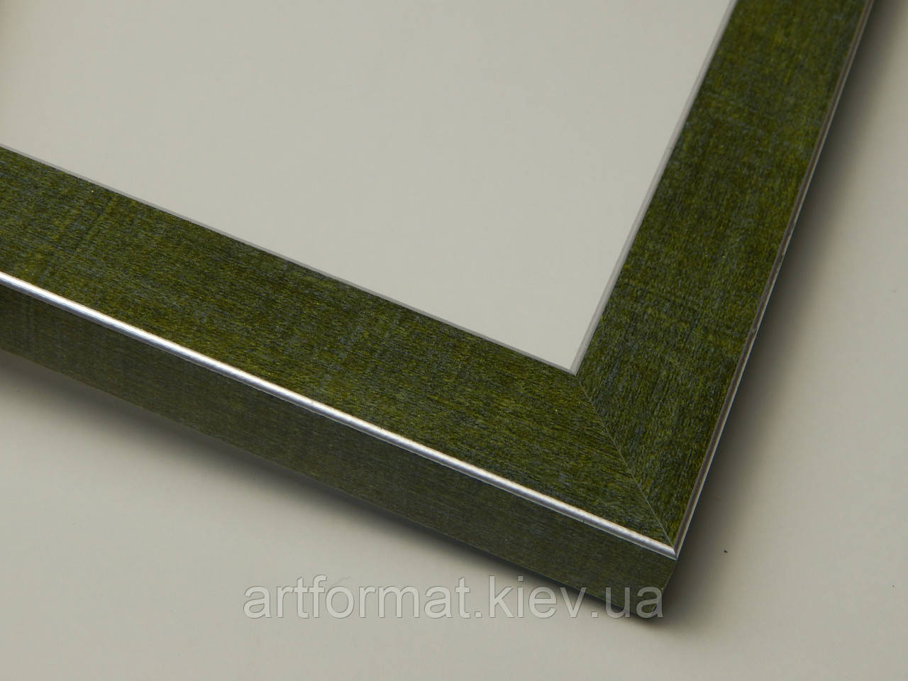 Рамка 50х70. Зелений зі срібною окантовкою. Профиль 22 мм. Для картин,плакатов,фото, фото 1