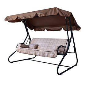 Садова гойдалка Графіна Vitan з тентом коричневим тримісне сидіння карта бежевого кольору