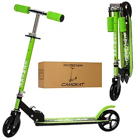 Самокат SR2-005-GRB алюміній та сталь, 2 колеса ПУ 145мм, кермо 76/86см., підніжка 48/30-10см, складається, зелений.