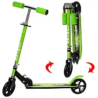 Самокат SR2-005-GRB алюміній та сталь, 2 колеса ПУ 145мм, кермо 76/86см., підніжка 48/30-10см, складається, зелений., фото 2