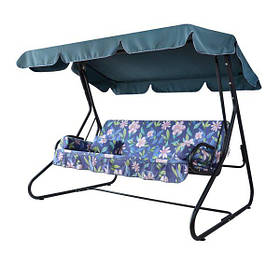 Садова гойдалка Vitan Графіня з тентом тримісна салатово-помаранчова