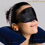 Набір для Сна 3в1: надувна подушка-підголівник для автомобіля маска для очей беруші у вуха, фото 7