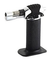 Газовий пальник з п'єзопідпалом 9960 Refillable Butane Child Resistant Чорний, портативний міні пальник