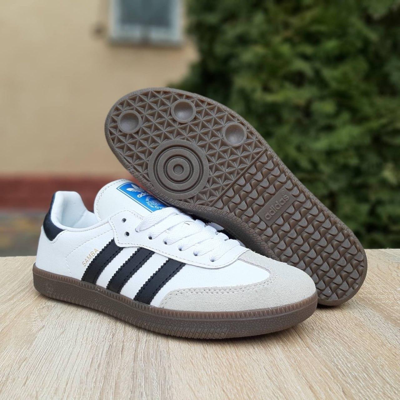 Жіночі кросівки Adidas Samba OG Cloud White Core Black Білі Кеди Адідас Самба шкіряні демісезон