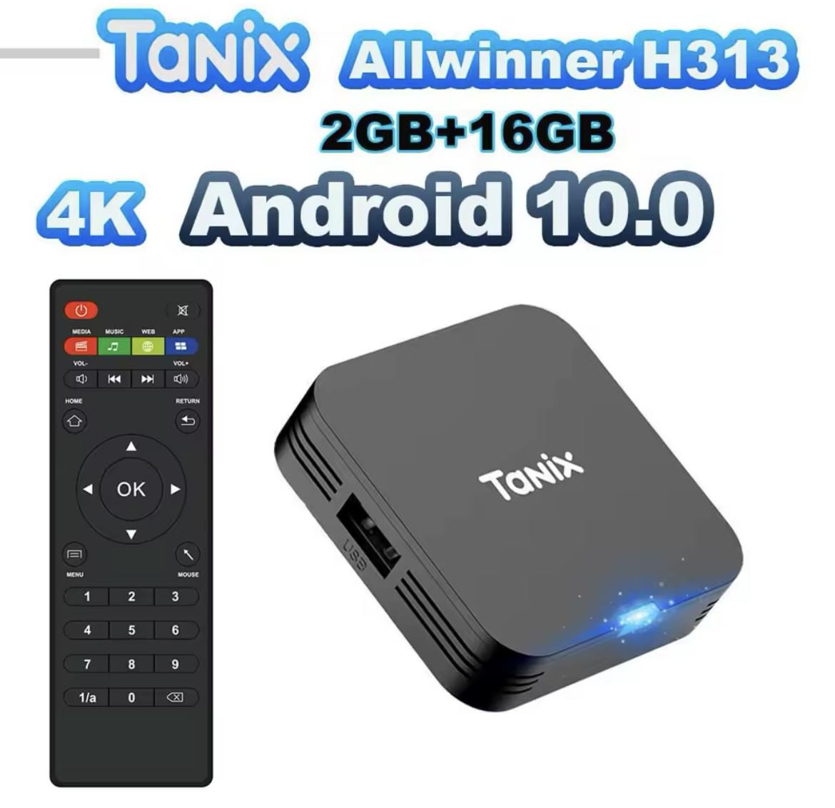 Смарт ТБ-приставка Tanix TX1 2 гб + 16 гб Android 10 Allwinner H313 Wi-Fi tv box 2-16 Фільми Youtube Застосунки