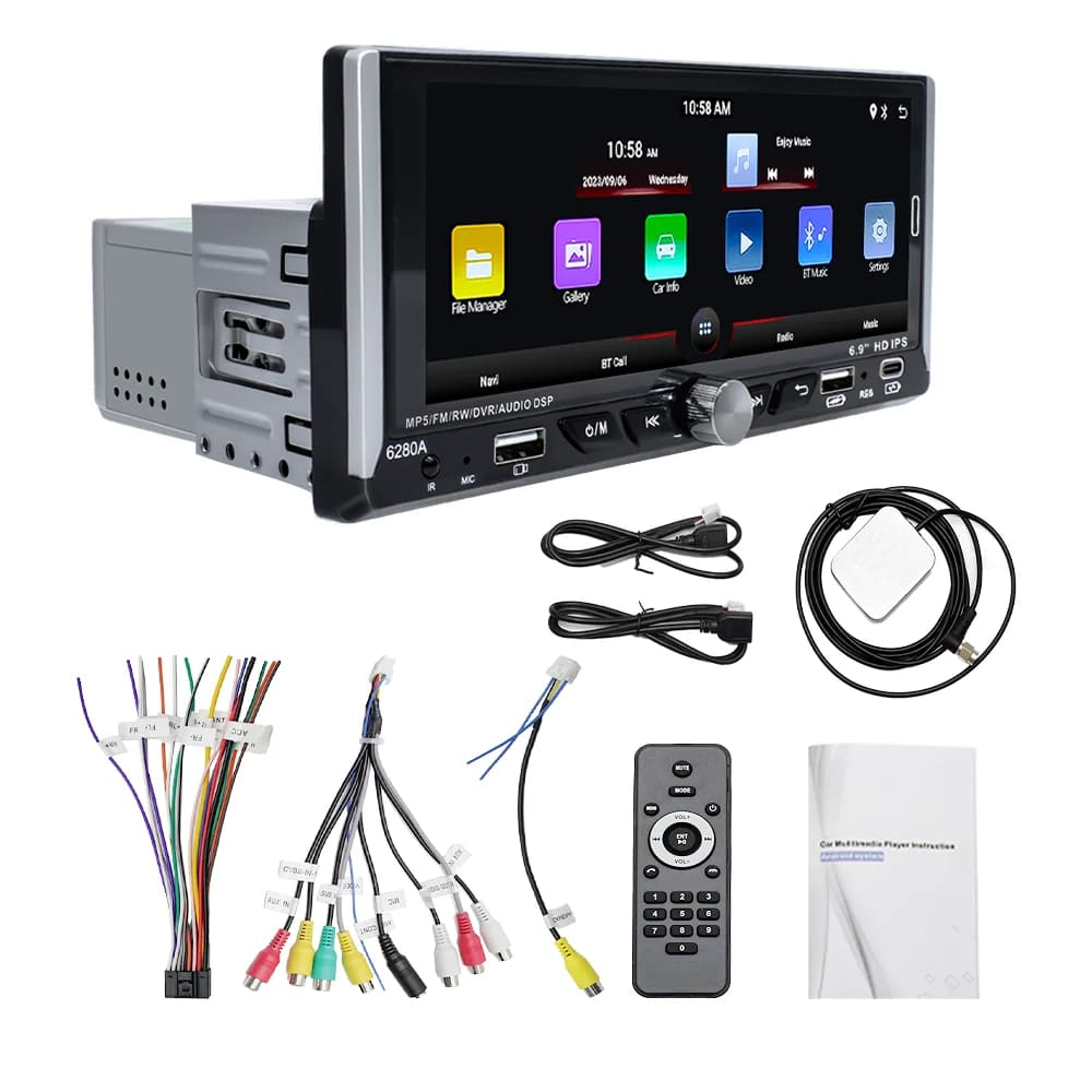 Автомагнітола із сенсорним екраном 6.9 1DIN 6280 W WINDOWS, магнітола з Carplay