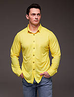 Жёлтая классическая мужская рубашка , хлопок