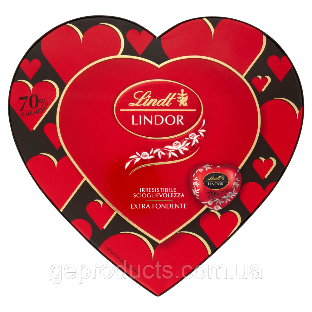 Коробка цукерок Lindt Lindor Серця 70% cacao