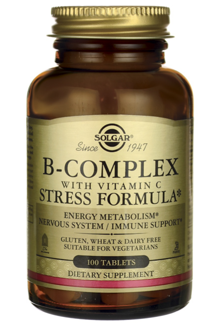 B-Complex with Vitamin C Stress Formula Solgar 100 таблеток, фото 1