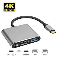 Адаптер перетворювач конвертер Type-C - HDMI USB Type-C 4K. Перехідник Type-C - HDMI SmartGo