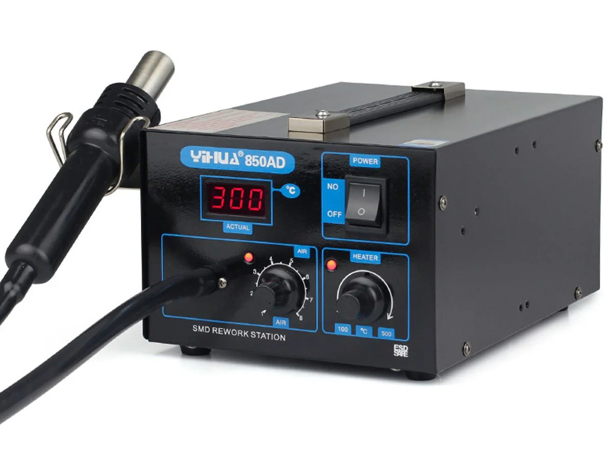 Термоповітряна станція YIHUA 850AD, з дисплеєм, 550W, +100...+500°, фото 1