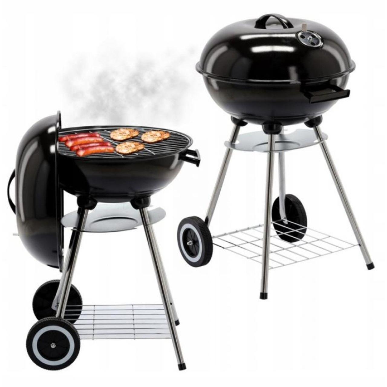 Портативний вугільний гриль з кришкою та колесами Garden Line BBQ5290 чорний