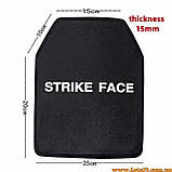 Легка бронепластина бронеплита STRIKE FACE 1КГ UHMWPE 10x12 NIJ 3A IIIA тверда для плитоноски бронежилета, фото 3