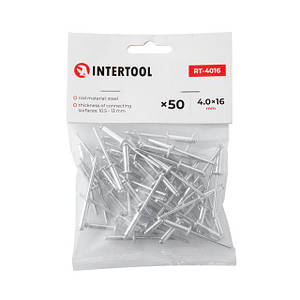 Заклепка алюмінієва 4.0*16.0 мм, 50 од. INTERTOOL RT-4016