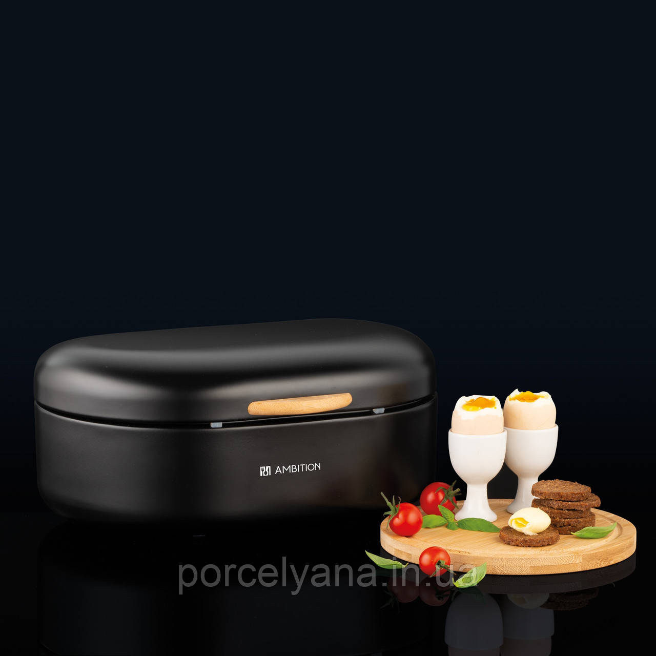 Сучасна металева хлібниця чорна AMBITION 35*24*15 см, фото 1
