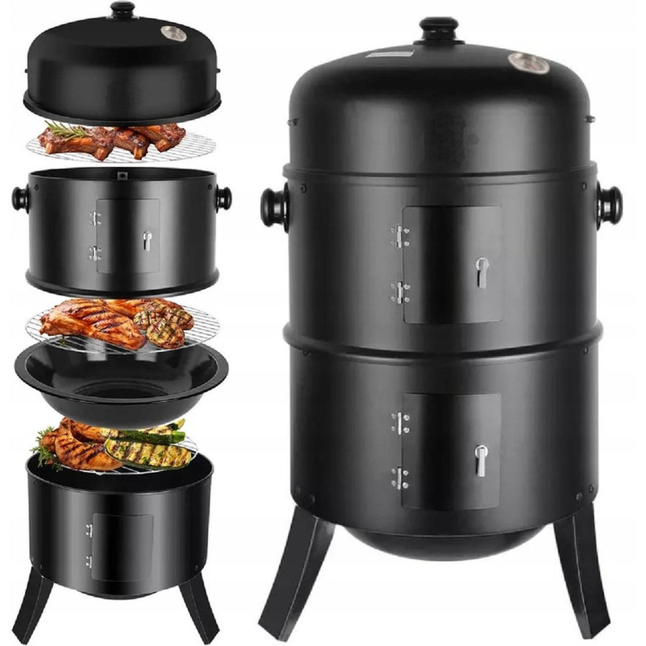 Багатофункціональний гриль, коптильня, мангал 3 в 1 40x84см Garden Line BBQ5306 Чорний