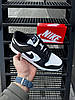 Чоловічі кросівки Nike SB Dunk Low White Black Найк СБ Данк чорно-білі шкіряні весна осінь, фото 6