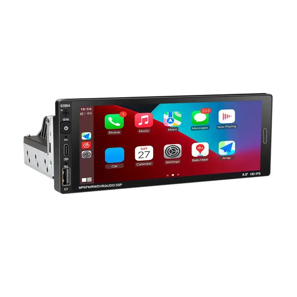 1din універсальна магнітола в авто 6288-A 6.9'' Android (4+64GB) With Carplay з пультом