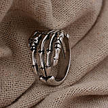 Чоловіче кільце з черепом і кістками з неіржавкої сталі, колір срібло, розмір регулюється, фото 2
