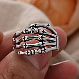Чоловіче кільце з черепом і кістками з неіржавкої сталі, колір срібло, розмір регулюється, фото 4
