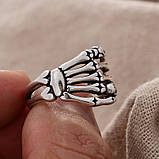 Чоловіче кільце з черепом і кістками з неіржавкої сталі, колір срібло, розмір регулюється, фото 6