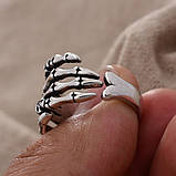 Чоловіче кільце з черепом і кістками з неіржавкої сталі, колір срібло, розмір регулюється, фото 8