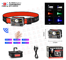 Налобний ліхтар акумуляторний з датчиком руху BL-M006 (є червоне світло)