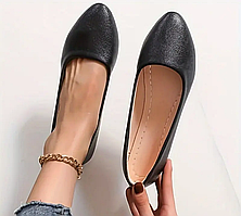 Туфлі жіночі дитячі лодочки балетки без підборів чорні кожзам розміри 37-38, 38-39