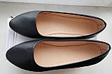 Туфлі жіночі дитячі лодочки балетки без підборів чорні кожзам розміри 37-38, 38-39, фото 4