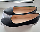Туфлі жіночі дитячі лодочки балетки без підборів чорні кожзам розміри 37-38, 38-39, фото 5