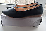 Туфлі жіночі дитячі лодочки балетки без підборів чорні кожзам розміри 37-38, 38-39, фото 6
