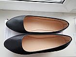 Туфлі жіночі дитячі лодочки балетки без підборів чорні кожзам розміри 37-38, 38-39, фото 8