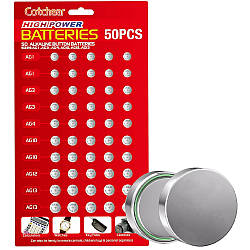 50 шт Набір батарейок таблеток на блістері (AG1, AG3, AG4, AG10, AG12, AG13) / Батарейка таблетка