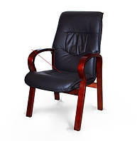 Крісло офісне Монако палісандр шкіра люкс чорна (Діал ТМ)