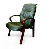 Крісло офісне Монако палісандр шкіра люкс зелена (Діал ТМ)
