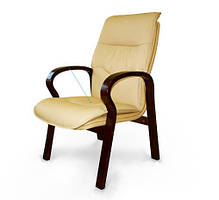 Крісло офісне Монако палісандр шкіра люкс бежева (Діал ТМ)