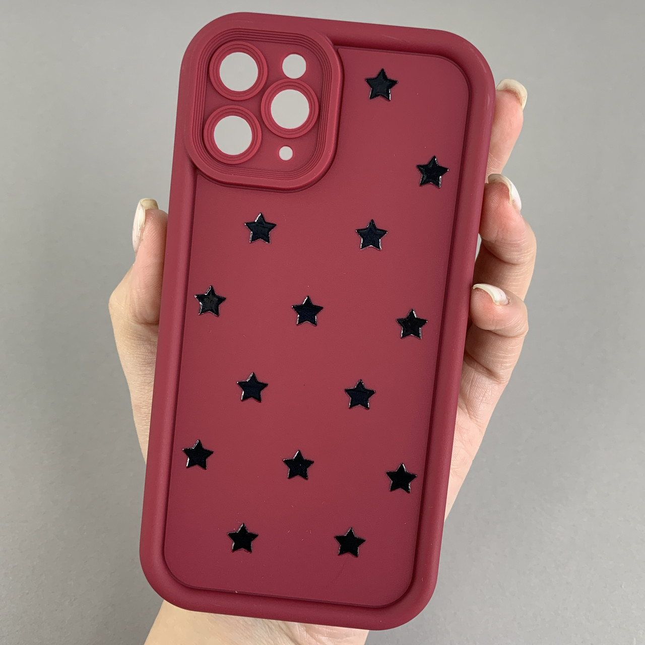Чохол для iPhone 11 Pro чохол з високими бортами із зірочками на телефон айфон 11 про бордовий q05d