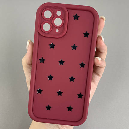 Чохол для iPhone 11 Pro чохол з високими бортами із зірочками на телефон айфон 11 про бордовий q05d, фото 1