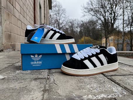 Кросівки унісекс Adidas Campus 00s Core Black / Cloud White / Off White чорні з білим, фото 1