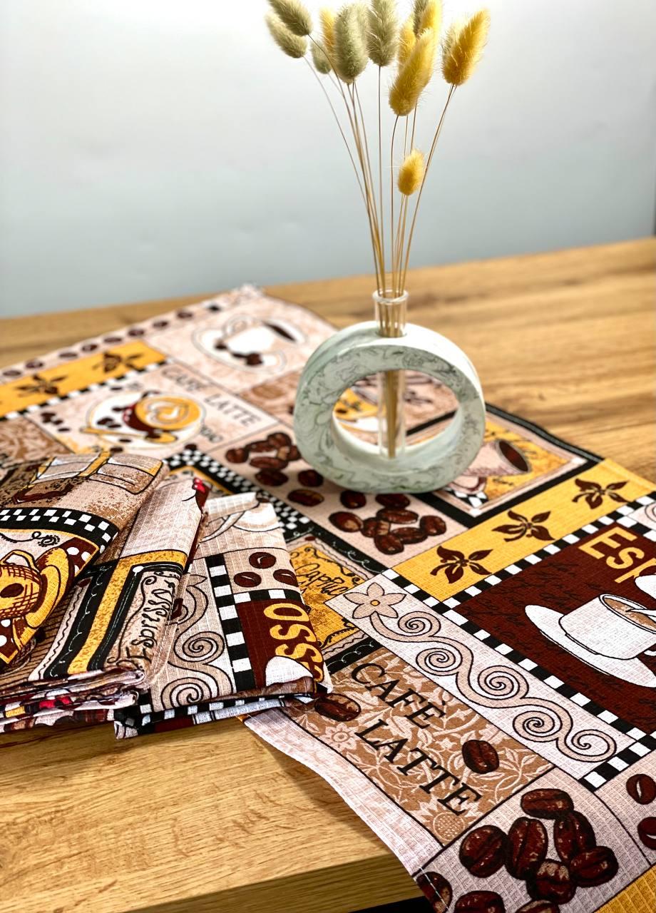 Рушники вафельні "Кава темний" 55х35 см (комплект 4 шт.), фото 1