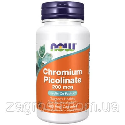 Promo Ціна! Мінерали Now Foods Піколінат Хрома, 200 мкг, Chromium Picolinate, 100 вегетаріанських до (NF1420) - тільки на