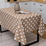 Скатертина з тефлоновим покриттям "Великий горошок" (бежева) 2.2 м х 1.8 м, фото 2