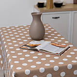 Скатертина з тефлоновим покриттям "Великий горошок" (бежева) 2.2 м х 1.8 м, фото 3