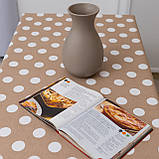 Скатертина з тефлоновим покриттям "Великий горошок" (бежева) 2.2 м х 1.8 м, фото 4