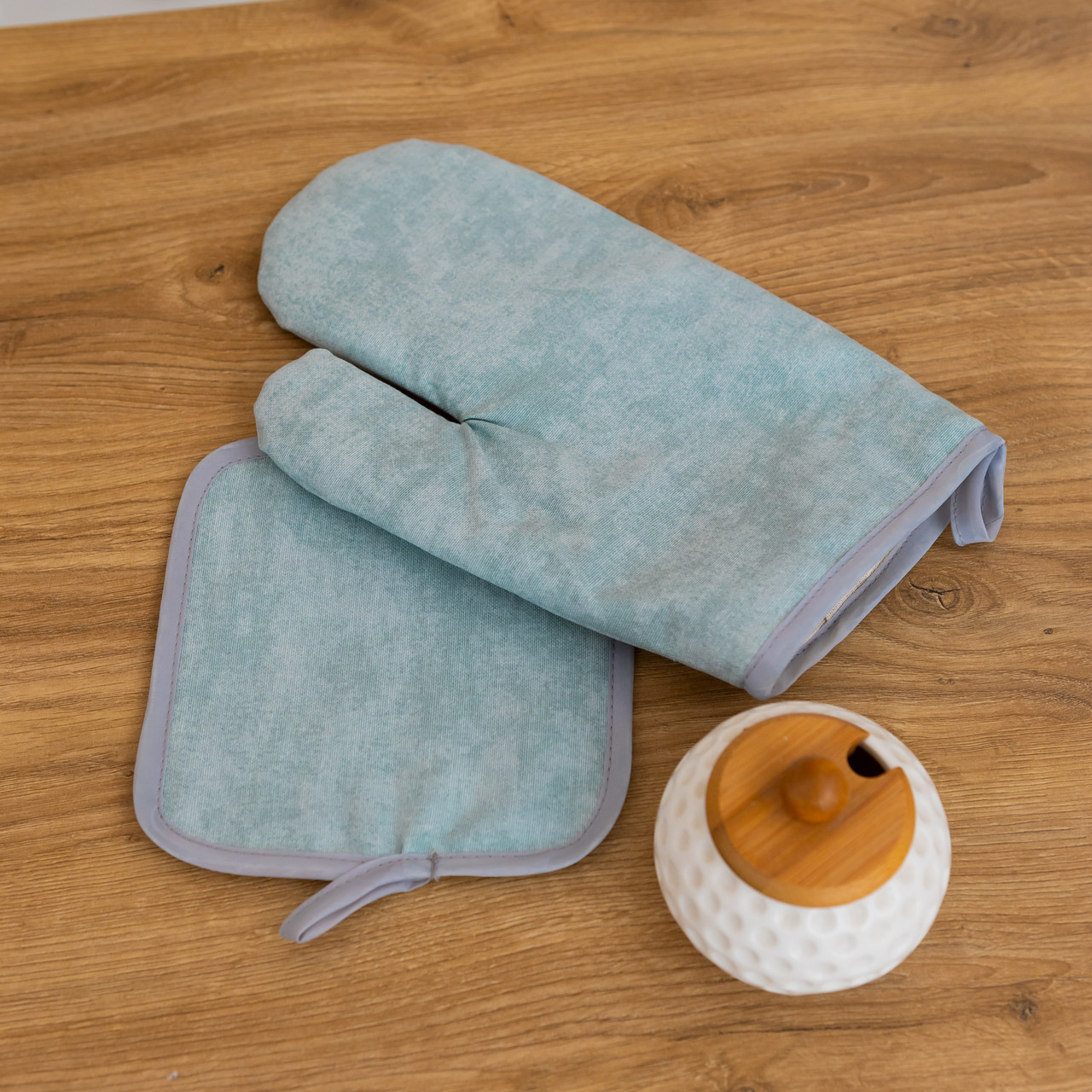 Рукавичка + прихватка водовідштовхувальна "Мармур бірюзовий", фото 1