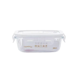 Скляний судок 350 мл Helios прямокутний із кришкою для зберігання BXW-103